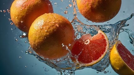 Grapefruit in water splash