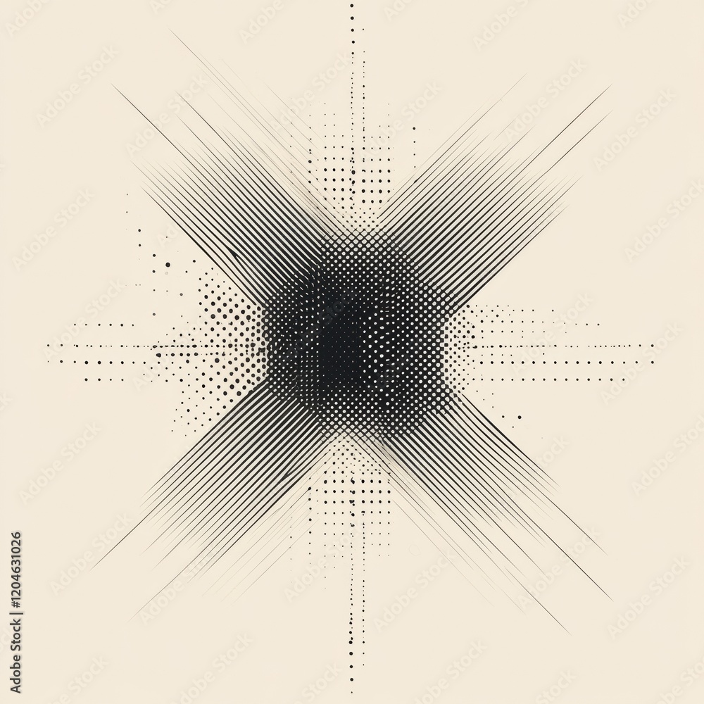 Aufkleber Abstract pattern featuring black lines and gradients on a light background creating a dynamic visual effect. Generative AI