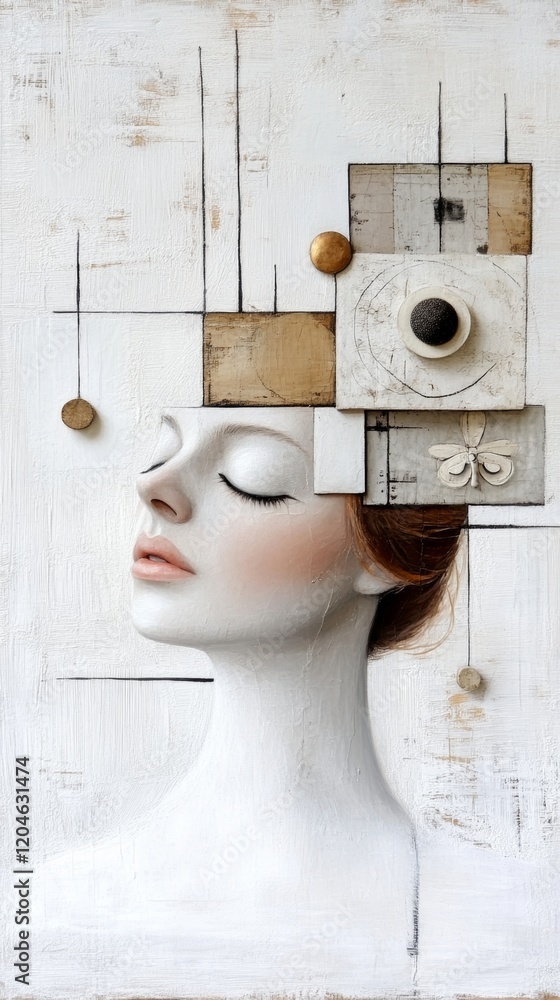 Aufkleber exploration of avant-garde expression through a harmonious blend of form, texture, and color in a mi