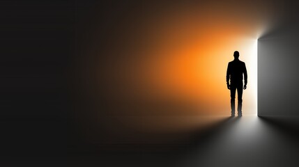 Silhouette of a Man Stepping into the Light: A Journey of Hope and New Beginnings