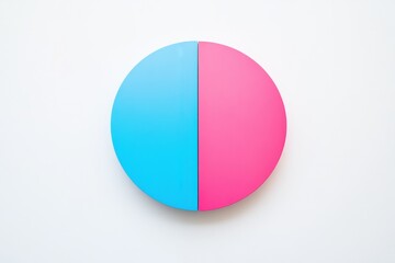 Fototapeta premium Round divided design featuring contrasting blue and pink colors on a clean white background in contemporary style. Generative AI