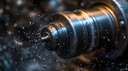 Industrial Machinery Closeup Showing Metalworking Process