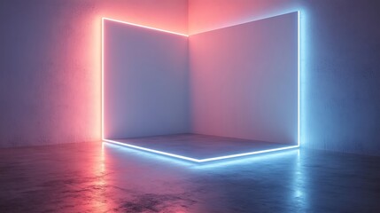 Neon Lights Illuminate Modern Corner Display