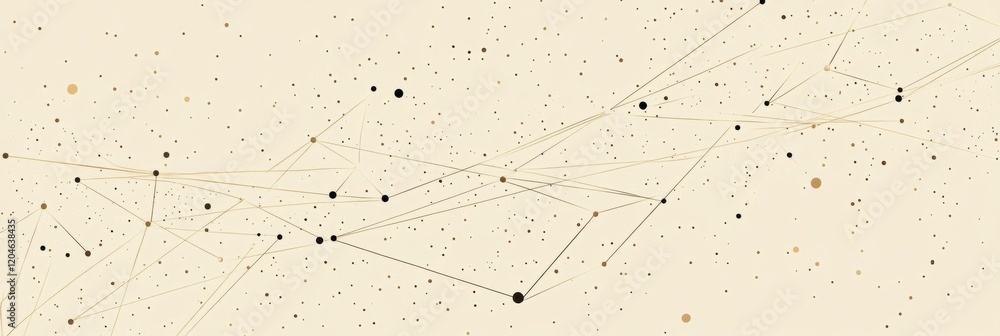 Poster abstract representation of constellations with interconnected lines and dots on a light background. 