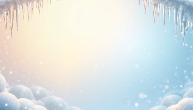 Icicles and snowdrifts on a pastel gradient background