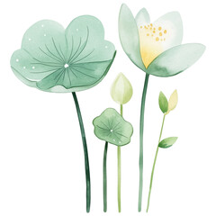 simple watercolor illustration of A lotus, 