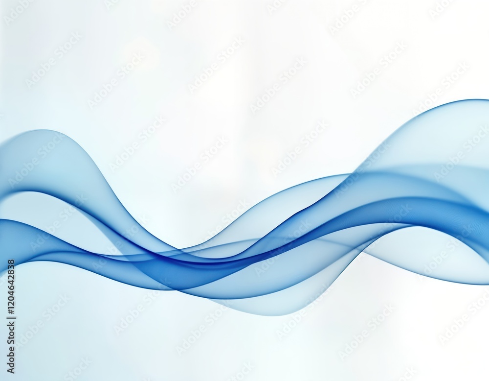 Poster abstract design with flowing blue lines on transparent background. dynamic wave lines create sense o