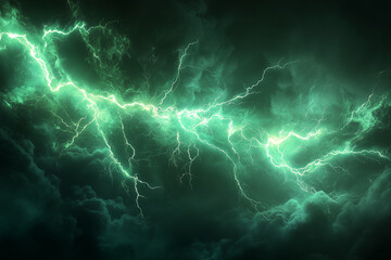 Fototapeta premium Experience the Mint Green Light and Lightning Surge with an Electrifying Visual Effect