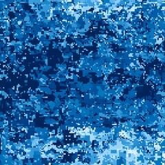 Fototapeta premium Digital camouflage background, vector seamless pattern, army blue, dark blue, and white color, with a blend of natural colors used for camouflage