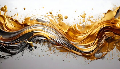 Dynamic Metallic Gold and Silver Fluid Splash Design