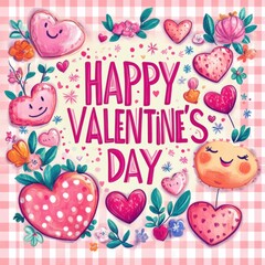 Happy Valentine&rsquo;s Day greeting card with text.