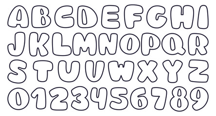 Vector alphabet. Isolated Illustration on White Background. Line art