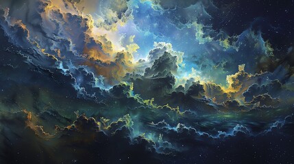 Fototapeta premium Amazing space nebula. Glowing clouds of dust and gas in deep space.