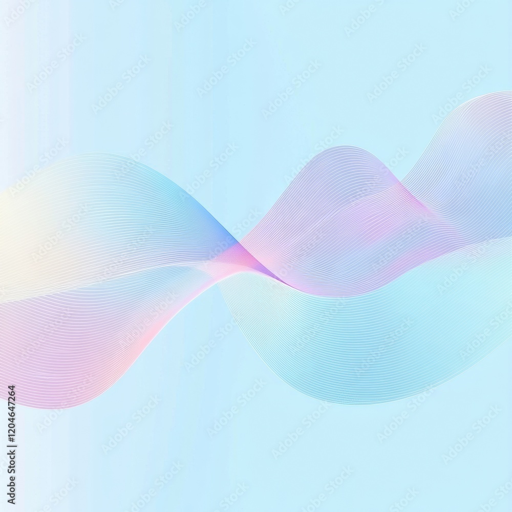 Fototapete Soft wave patterns create a calming visual experience in pastel colors with smooth transitions. Generative AI
