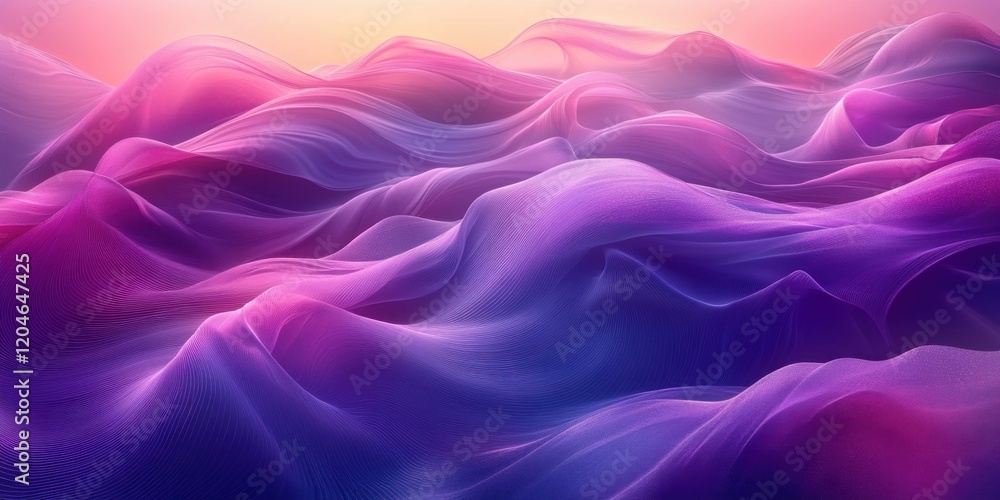 Poster minimalist abstract design with purple ribbons and soft ambient light