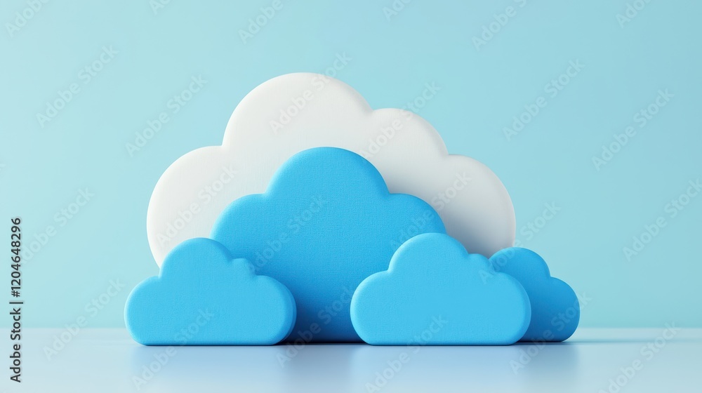 Poster colorful abstract clouds on soft blue background for design projects