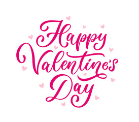 Happy Valentines Day typography design. Cute hand drawn text composition. Holiday hand lettering for valentines day.