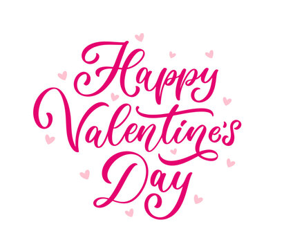 Happy Valentines Day typography design. Cute hand drawn text composition. Holiday hand lettering for valentines day.
