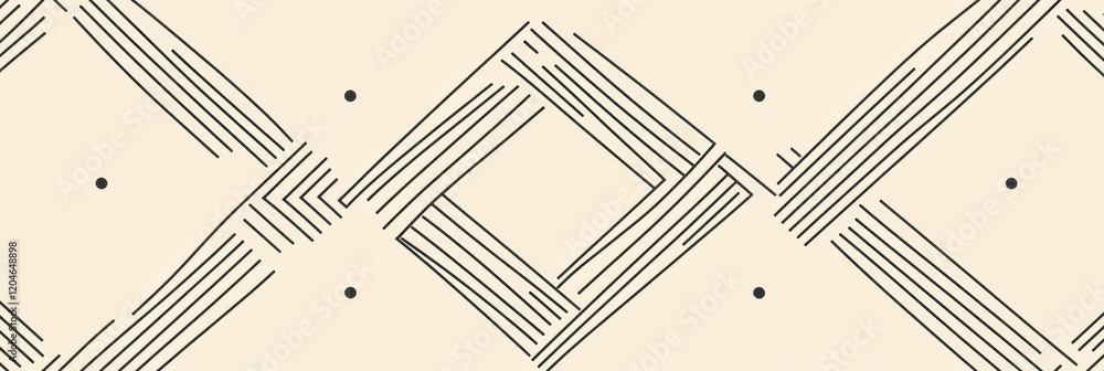 Fototapete Unique geometric pattern with diagonal lines and dots on a light background. Generative AI