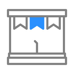 Stage, podium, or presentation platform with banners. Concept of event, ceremony, or speech.