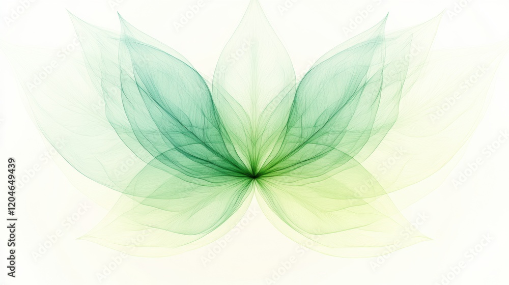 Poster Soft green leaves creating a delicate floral pattern in a calming and serene design. Generative AI