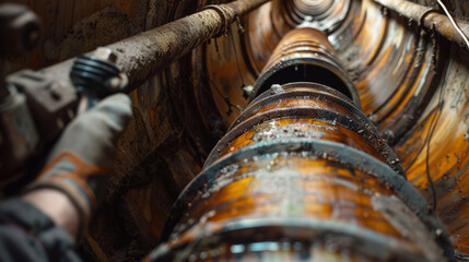 Repairing pipe leak with handheld camera in deep well