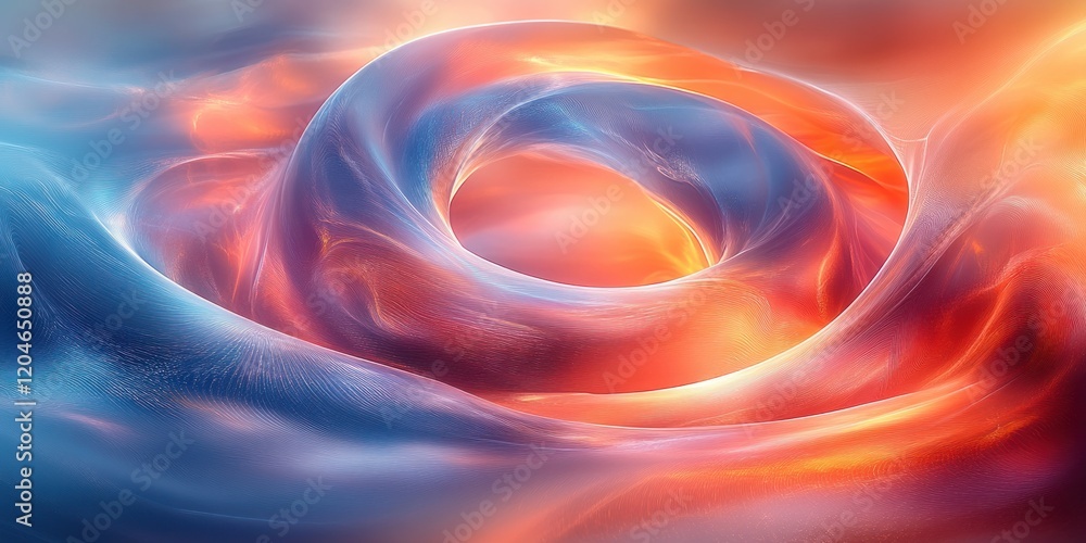 Aufkleber futuristic abstract design with translucent rings and soft daylight