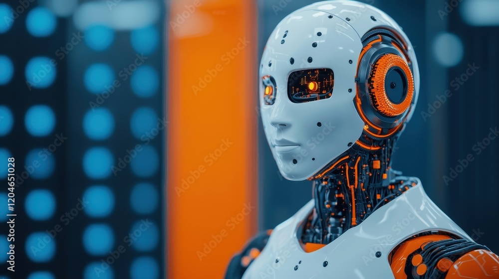 Aufkleber futuristic robot design with detailed mechanical components and colors