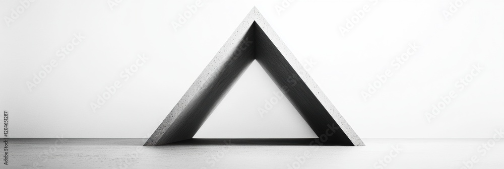 Poster Modern concrete triangular sculpture in minimalist interior space showcasing geometric design. Generative AI