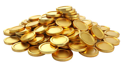 3d realistic money gold coin with transparent background