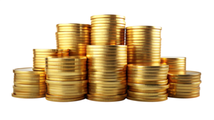 3d realistic money gold coin with transparent background