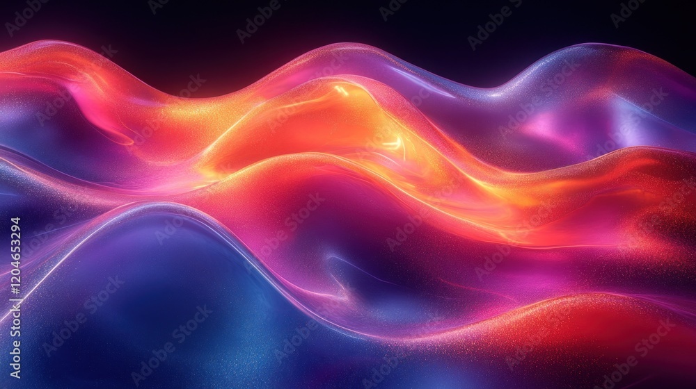 Poster iridescent abstract design background with fluid curves and soft lighting