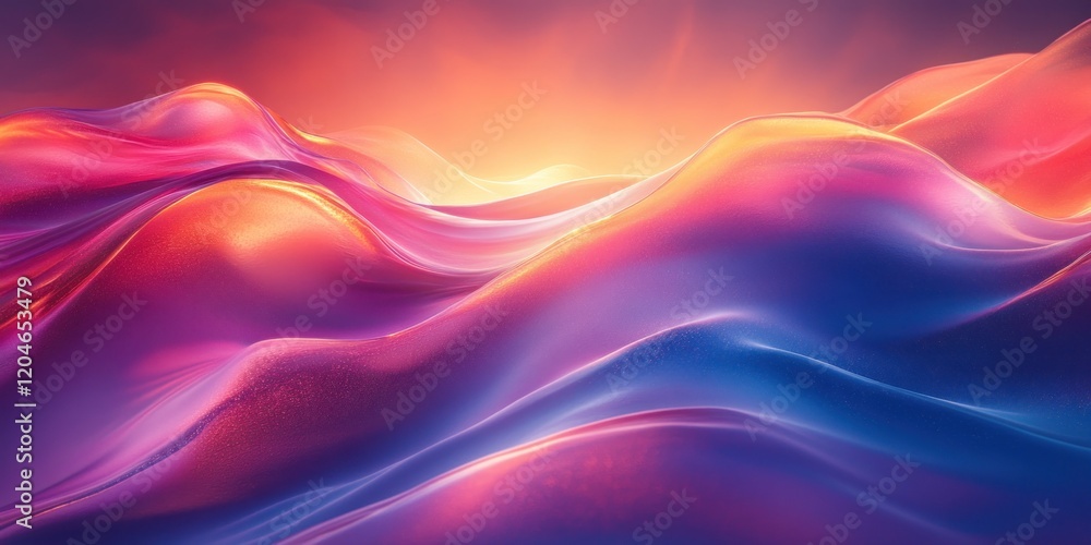 Poster Iridescent Fluid Abstract Design with Curved Forms and Dreamy Lighting