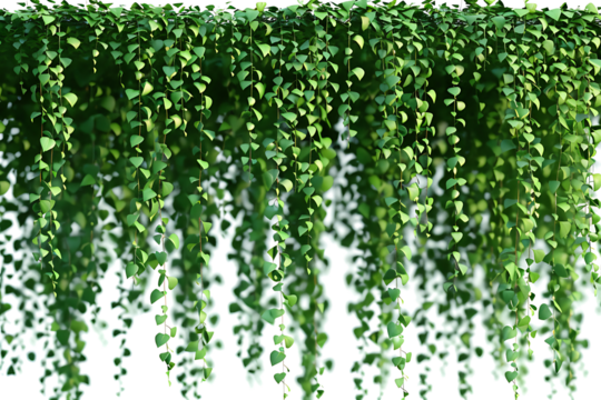 Green hanging ivy or hedera helix. Ivy curtain, green creeper vines. high resolution PNG file