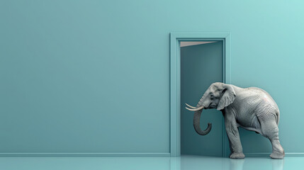 elephant in front of a door