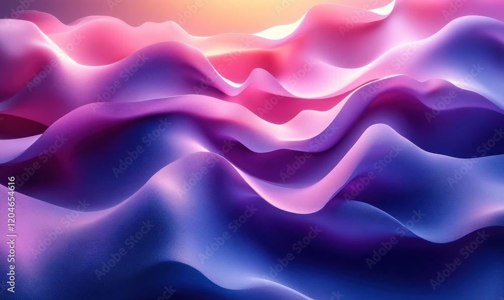 Poster 3d abstract rendering of swirling purple and blue shapes with minimalist design and soft lighting