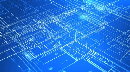 Fototapeta premium Blueprint design process digital environment architectural visualization modern technology
