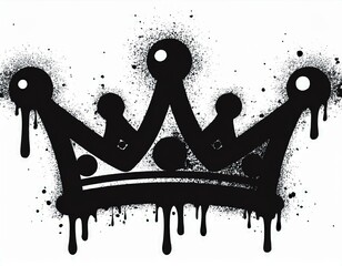 Spray painted graffiti crown sign in black over white. Crown drip symbol. isolated on white background. vector illustration