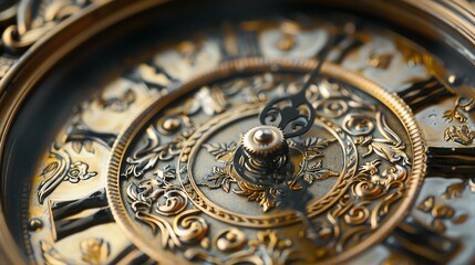 Fototapeta premium ornate golden clock face with intricate details