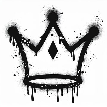 Spray painted graffiti crown sign in black over white. Crown drip symbol. isolated on white background. vector illustration