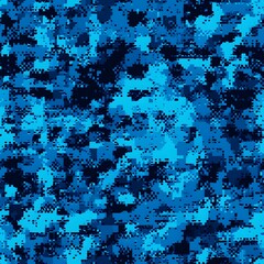 Digital camouflage background, vector seamless pattern, army blue, dark blue, and white color, with a blend of natural colors used for camouflage