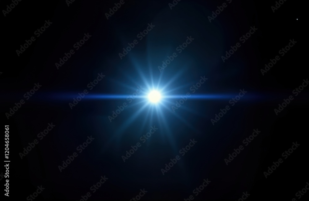 Wall mural bright light burst on black background. lens flare effect. light rays radiate outwards. abstract des