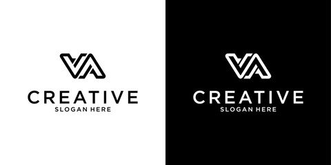 VA or AV initial letter logo design vector template