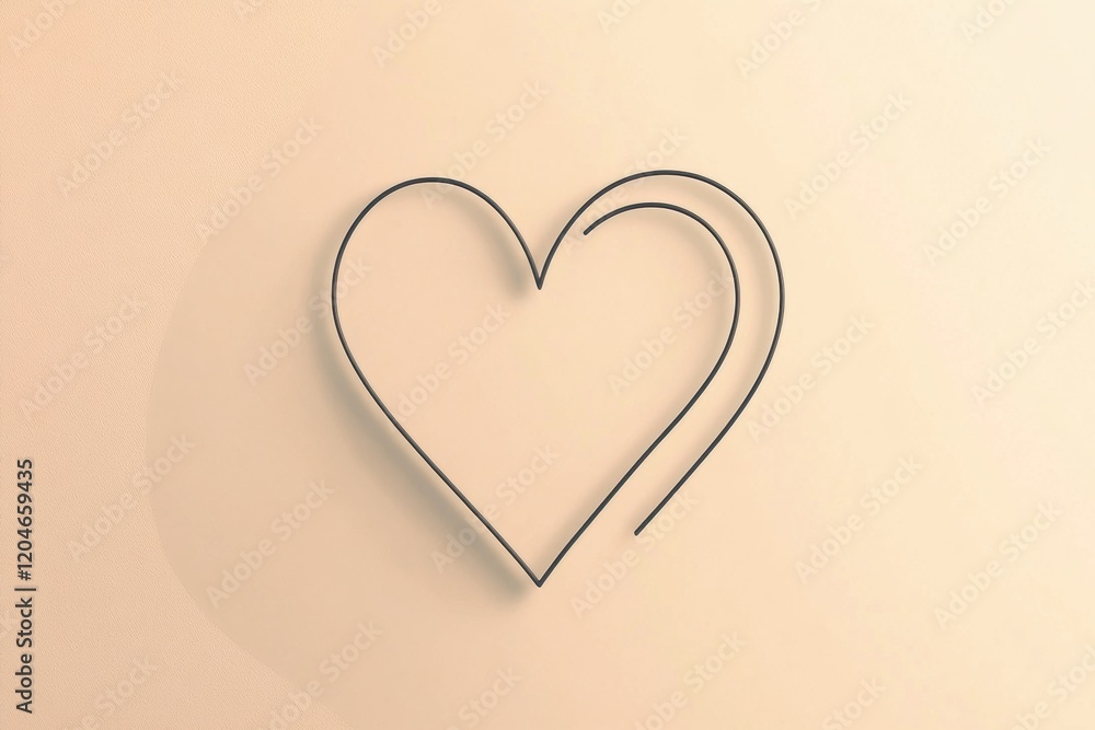 Leinwandbilder elegant minimalistic heart design on a smooth pastel background showcasing simplicity and affection.