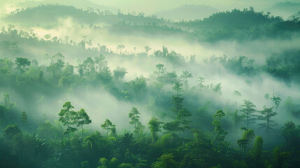 misty morning in the mountains