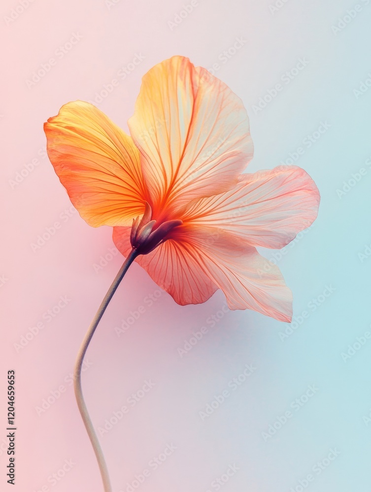 Aufkleber beautiful hibiscus flower with soft orange and pink hues against a smooth background display. genera