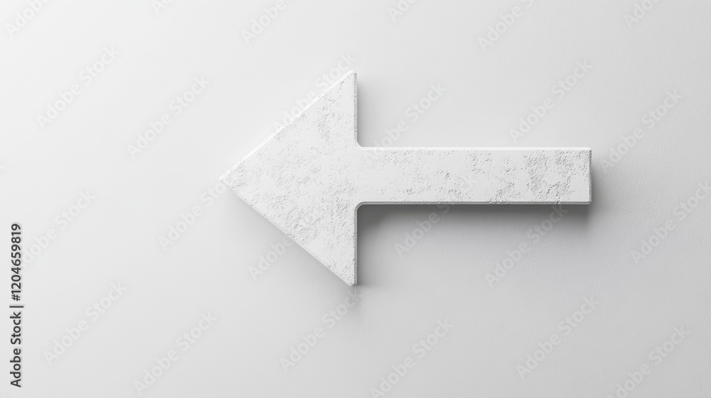 Leinwandbilder minimalist white arrow pointing left on a smooth gray background in a modern design setting. generat
