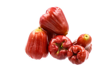 Red guava on white background