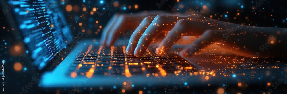 Aufkleber Cyberpunk Technical Support Digital Solutions Laptop Coding and Database Management Concept