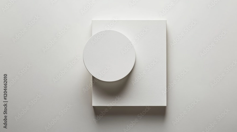 Leinwandbilder minimalist white geometric design featuring a round projection against a rectangular background in s